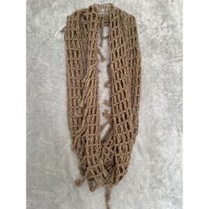 Steve Madden Fringe Brown Infinity Scarf Knit Acrylic Cowl Boho Womens One Size